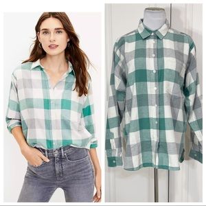 NWT! LOFT Plaid Cozy Pocket Shirt